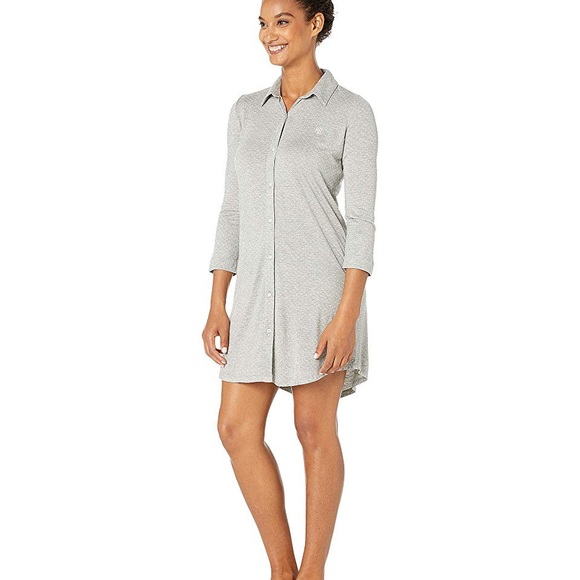 SOLD! 🤍 NWT Ralph Lauren Grey Dot Night Gown - Picture 2 of 6